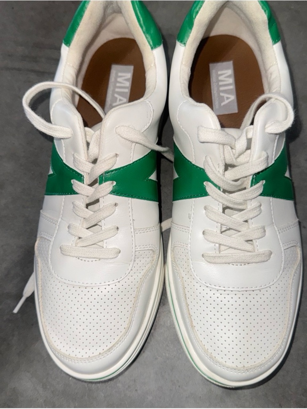 MIA Men’s White Sneakers with Green Accent